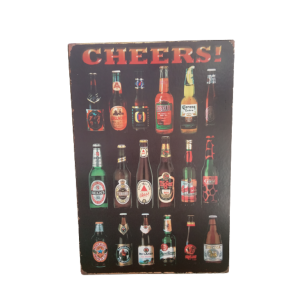 Placa De Madeira Cheers Decorativa