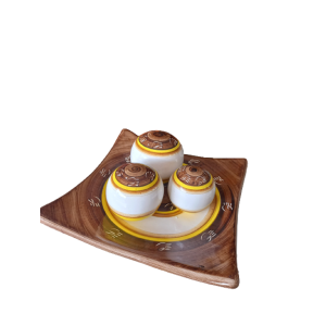 Centro de Mesa Quadrada Com 3 Esferas