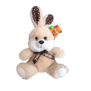 Coelho de Pelúcia com Laço Feliz Páscoa 18 cm