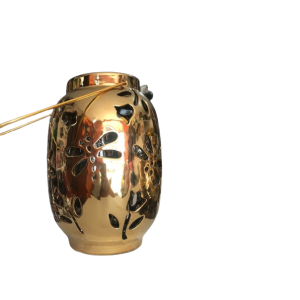 Castiçal Grande Redondo Dourado Verniz