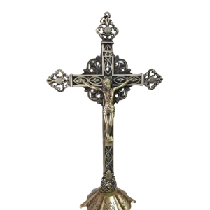 Crucifixo Jesus De Metal Com Base 25cm
