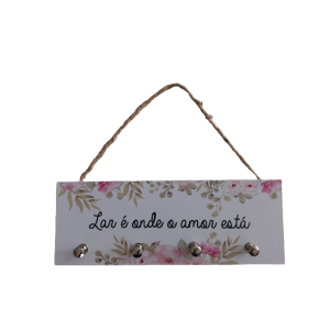 Placa Porta Chave 4 Ganchos