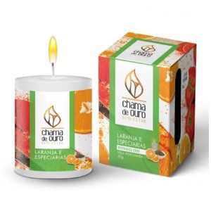 Vela Perfumada Chama De Ouro- Laranja E Especiarias 60g