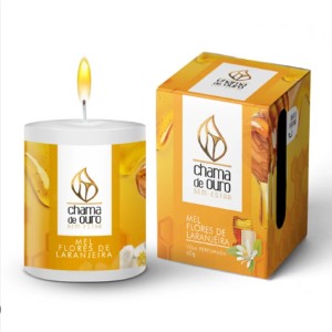 Vela Perfumada Chama De Ouro- Mel E Flores De Laranjeira 60g