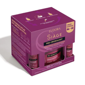 Combo Siàge Pro Cronology: Máscara de Hidratação 250g + Potencializador de Nutrição 10ml + Potencializador de Reconstrução 10ml